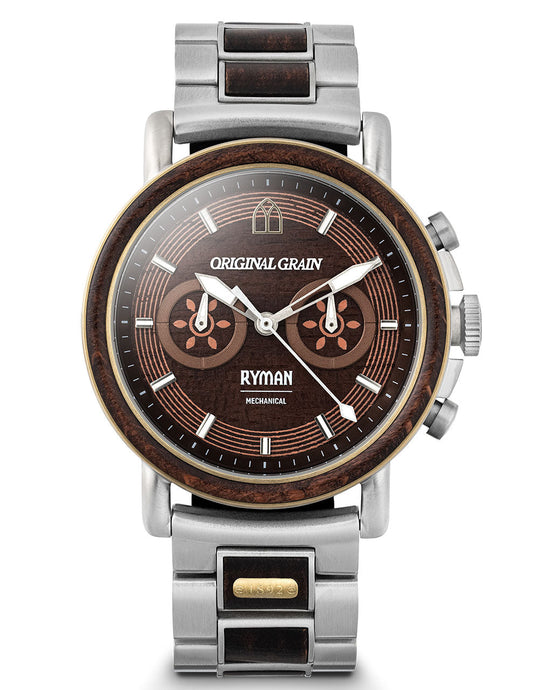 Original Grain Ryman Mechanical Chrono 44MM Stage Wood Watch - WATCHES