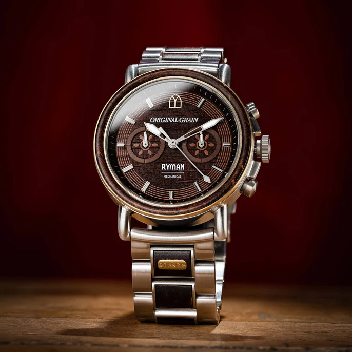 Original Grain Ryman Mechanical Chrono 44MM Stage Wood Watch - WATCHES