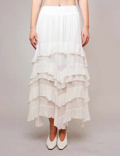 Rayon Crinkle Smocked Waist Maxi Skirt - SKIRTS