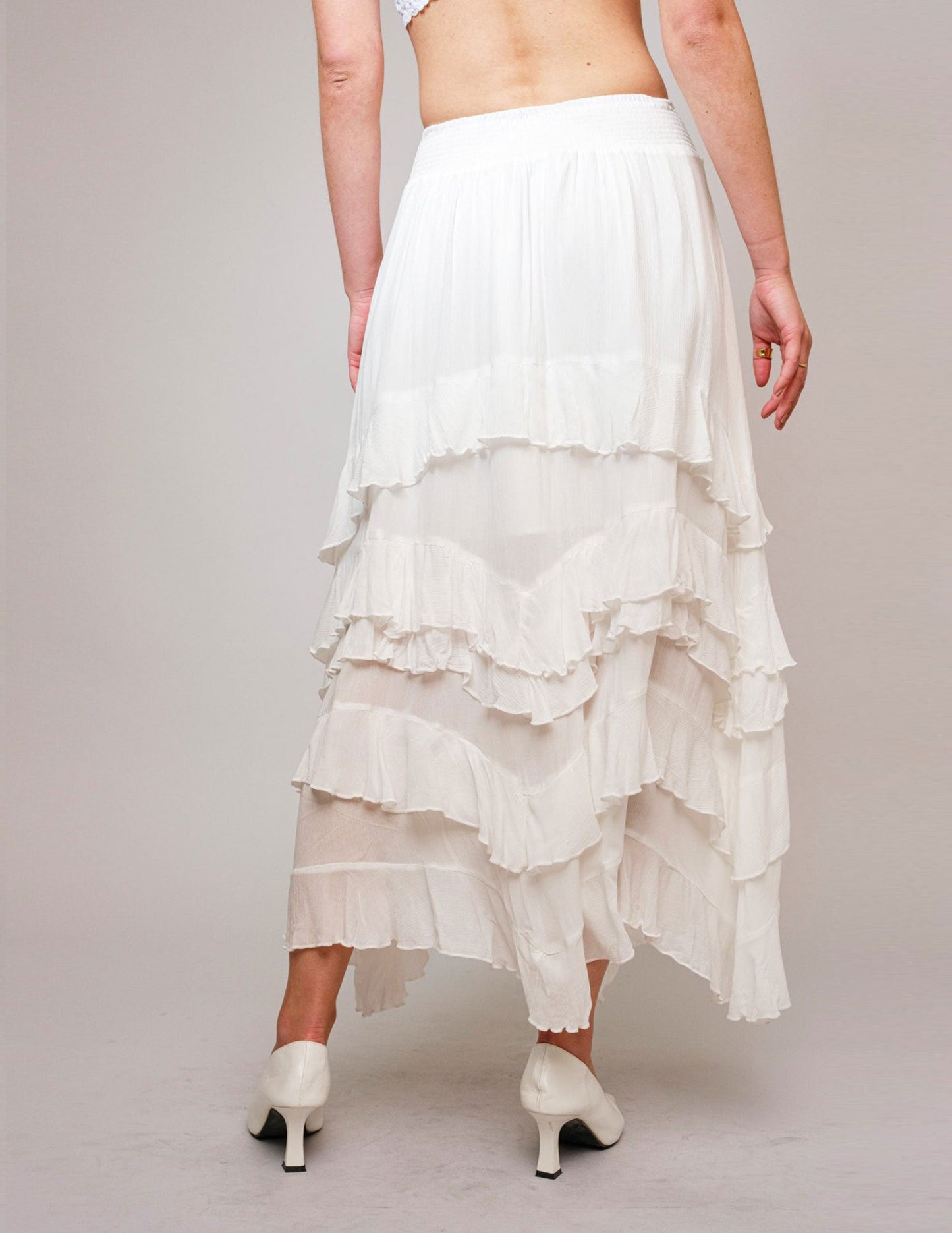 Rayon Crinkle Smocked Waist Maxi Skirt - SKIRTS