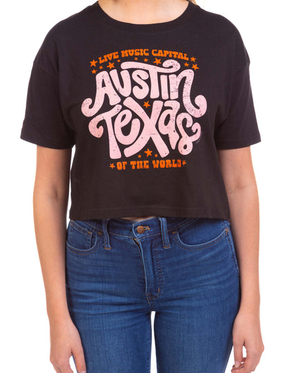 Retro Austin Cropped T-Shirt - BLACK / SM - CROPS