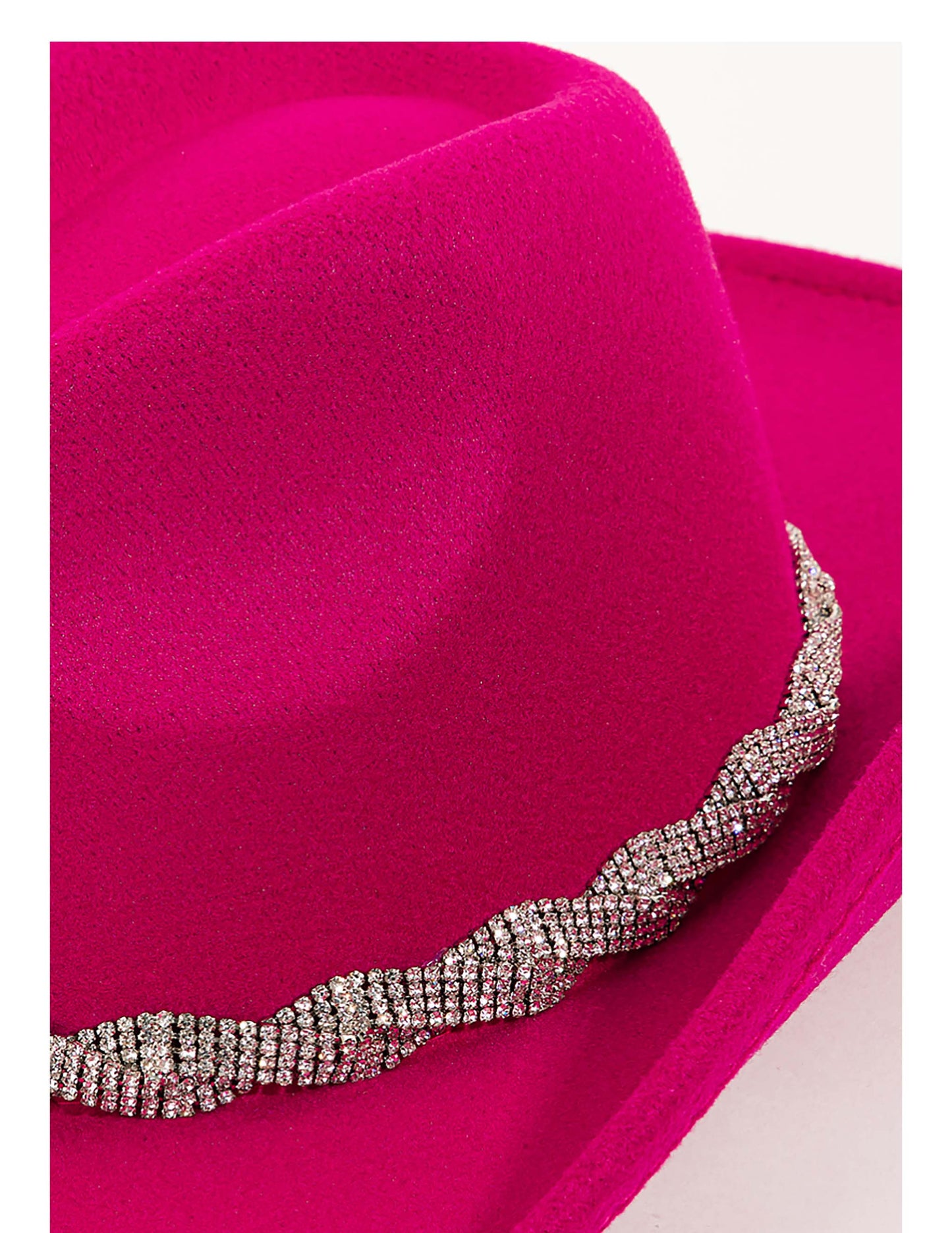 Rhinestone Chain Fuchsia Cowboy Hat - HATS