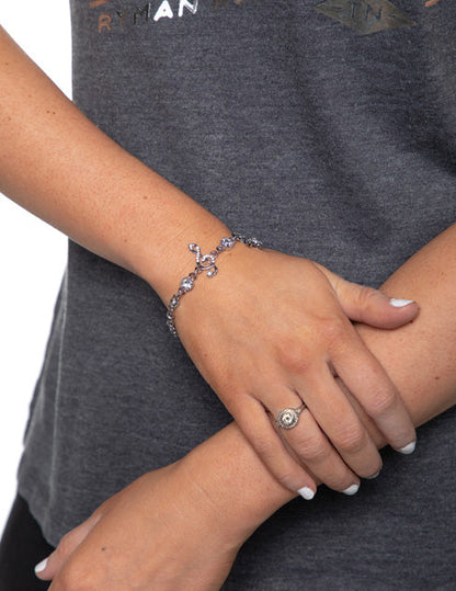 Rhinestone Music Notes Charm Bracelet - JEWELRY