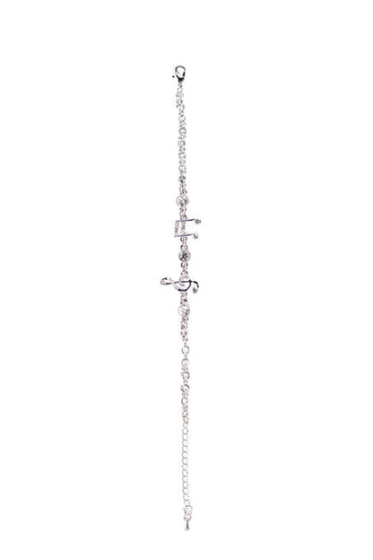 Rhinestone Music Notes Charm Bracelet - JEWELRY