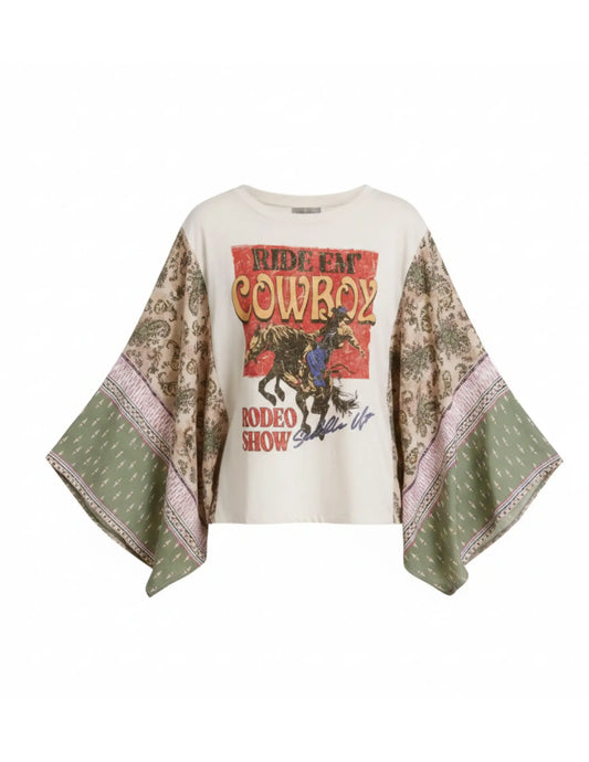 Ride Em’ Cowboys Kaftan Paisley Sleeve Top - CREWS