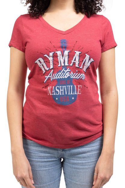 Ryman Americana Guitar Women’s T-Shirt - RED / SM - S/S