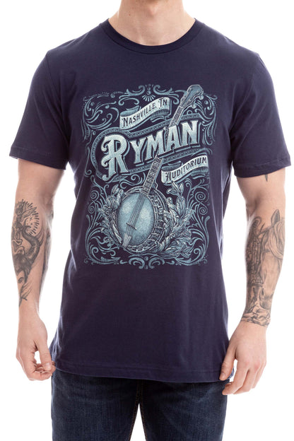 Ryman Bluegrass & Banjos T-Shirt - BLUE / SM - S/S
