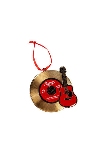 Ryman Gold Record with Guitar Ornament - ORNAMENTS