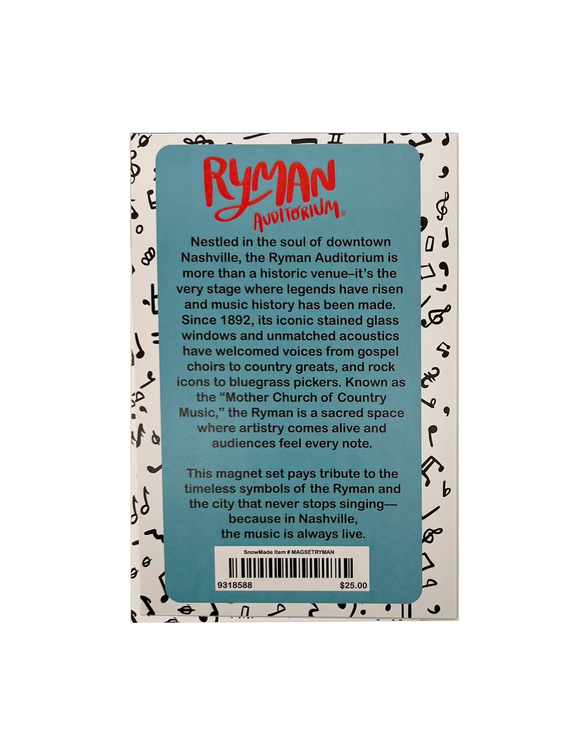 Ryman Nashville Is Live Magnet Set - MAGNETS