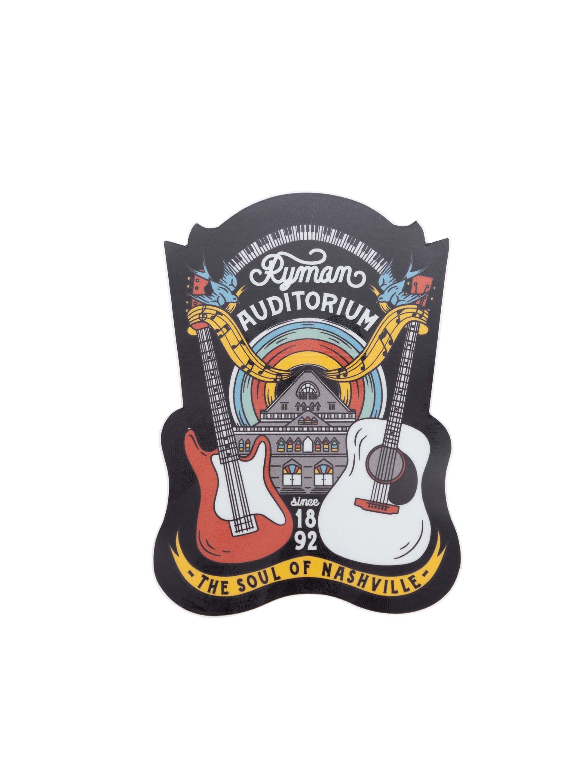 Ryman Rainbow Crossed Guitars Decal - SOUVENIRS