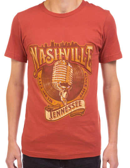 Ryman Retro Microphone Graphic T-Shirt - ORANGE / SM - S/S