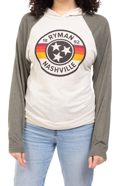 Ryman Retro Stripes Raglan Hoodie - FLEECE