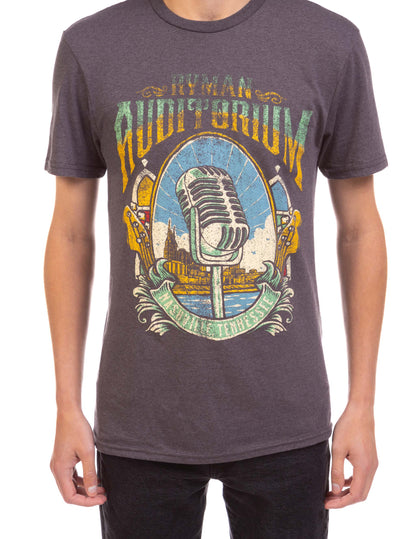 Ryman Skyline Retro Mic T-Shirt - GRAY / SM - S/S