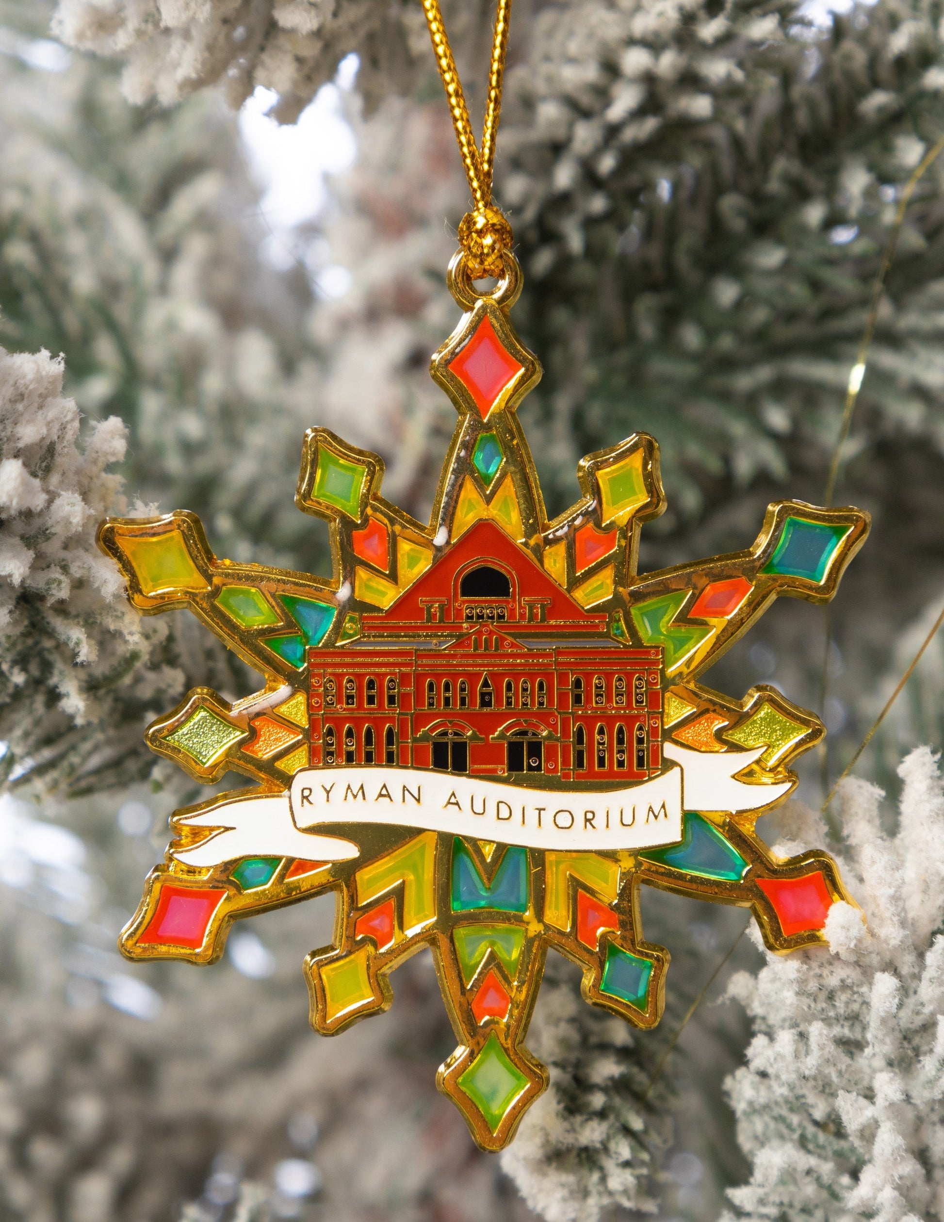 Ryman Stained Glass Snowflake Ornament - ORNAMENTS