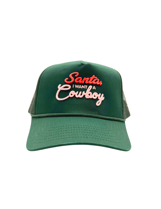Santa I want a Cowboy Trucker Hat - BASEBALL