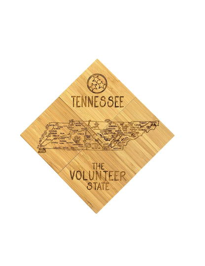 Tennessee State Puzzle 4 Piece Bamboo Coaster Set with Case - KITCHEN