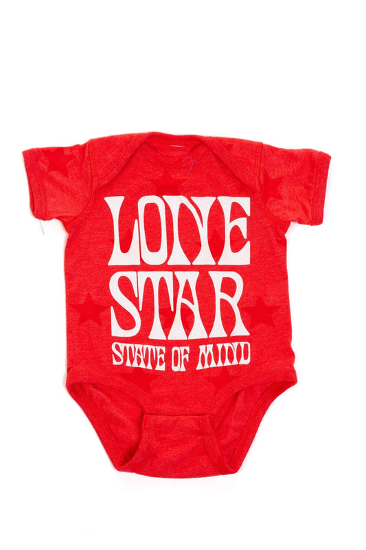 Texas Lone Star State of Mind Onesie - RED / 6M - KIDS APPAREL