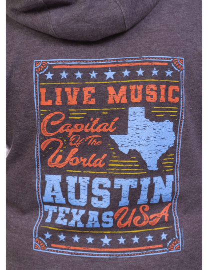 Texas State Rustic Poster Hoodie - GRAY / SM - FLEECE