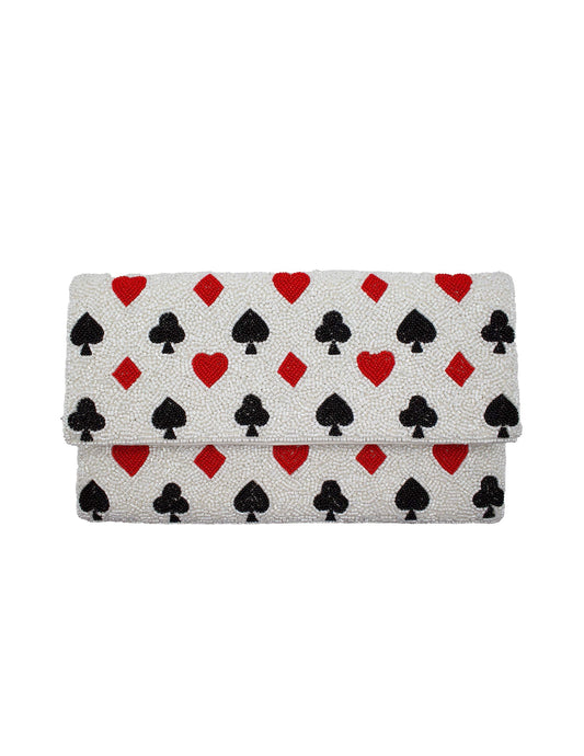 Vegas Card Suits Beaded Clutch HANDBAGS