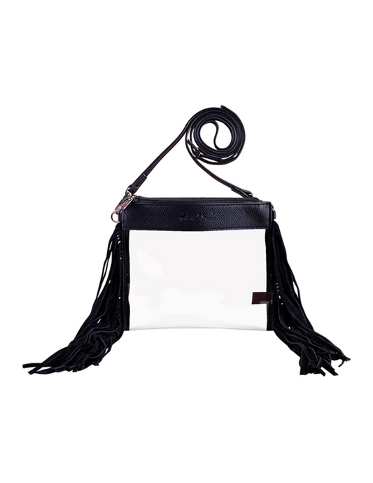 FA Western Guitar Strap Fringe Clear Fashion Bag Black - HANDBAGS