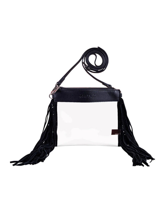 FA Western Guitar Strap Fringe Clear Fashion Bag Black - HANDBAGS