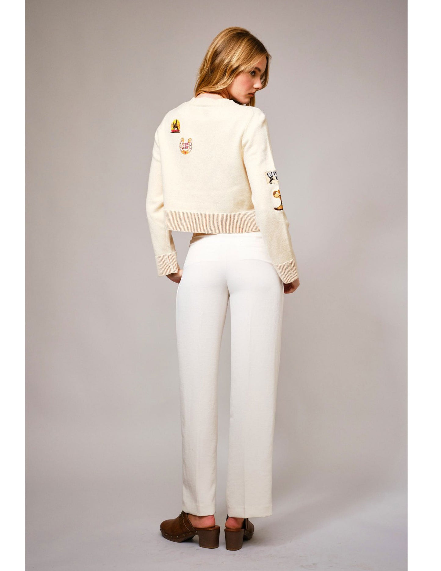 Western Horse Patch Crop Sweater - CREWS