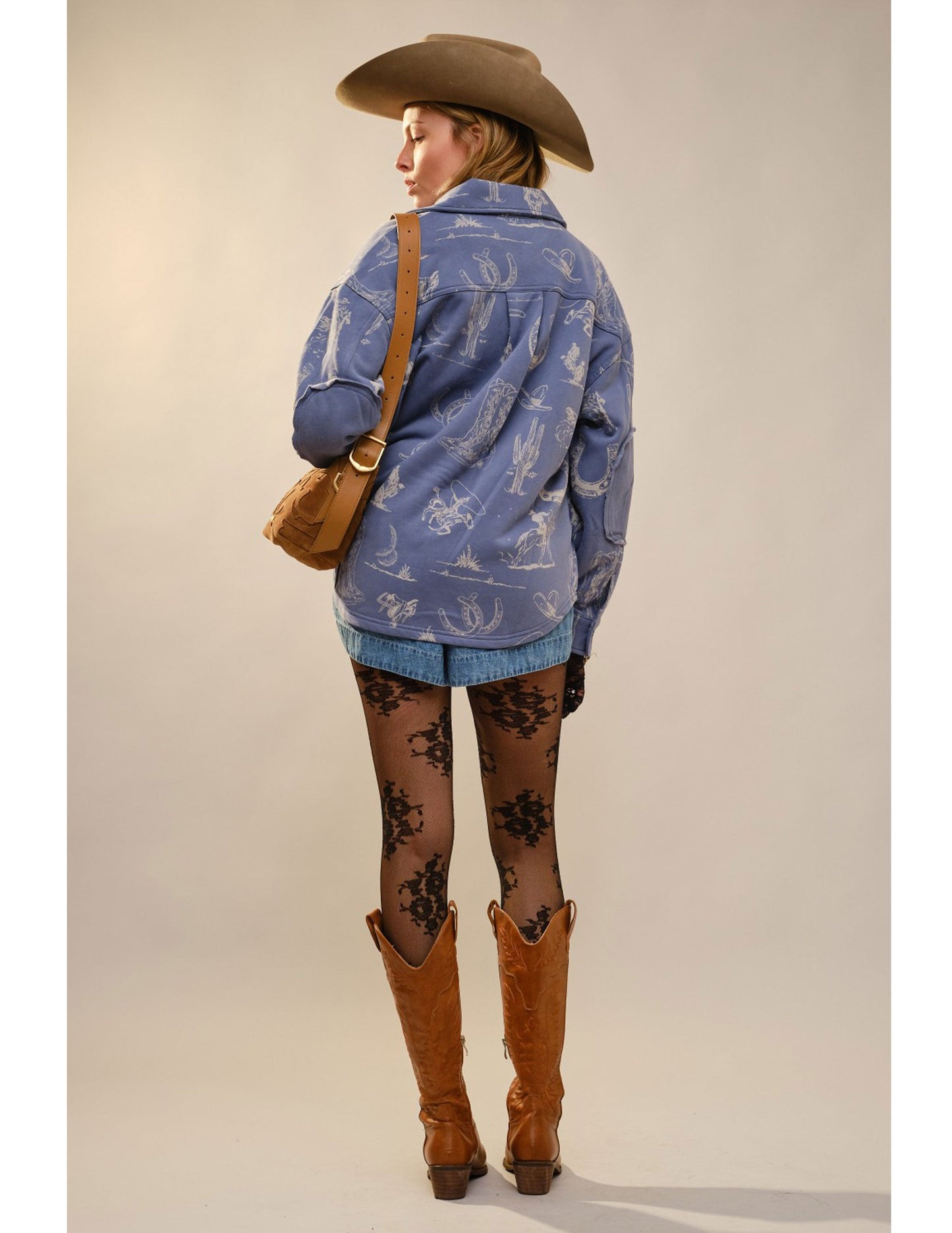 Western Printed Loose Fit Shacket - JACKETS