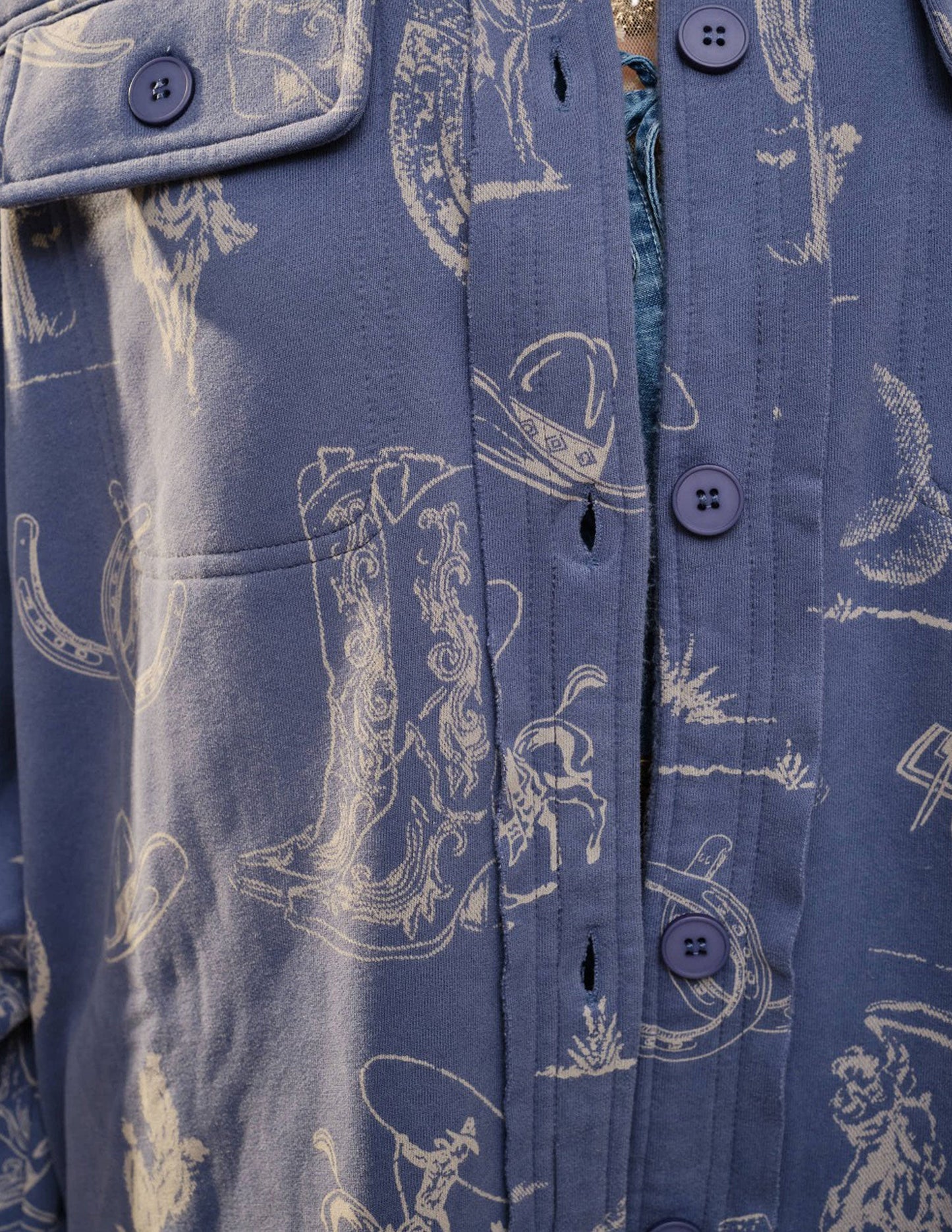 Western Printed Loose Fit Shacket - JACKETS