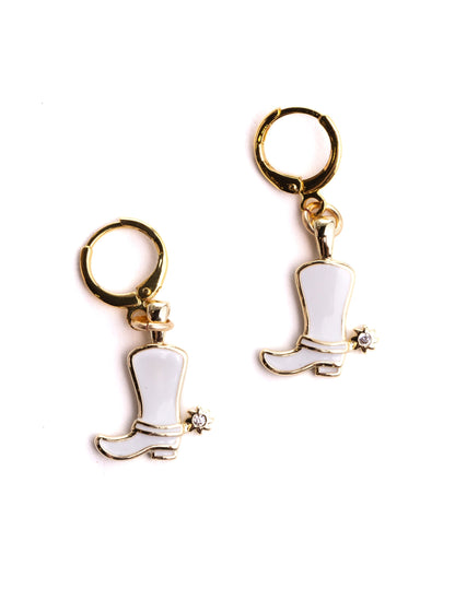 White Cowboy Boot Huggies - JEWELRY