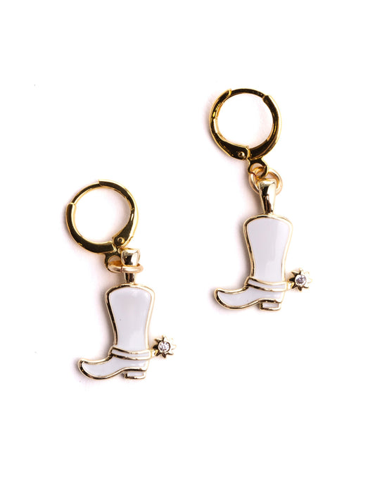 White Cowboy Boot Huggies - JEWELRY