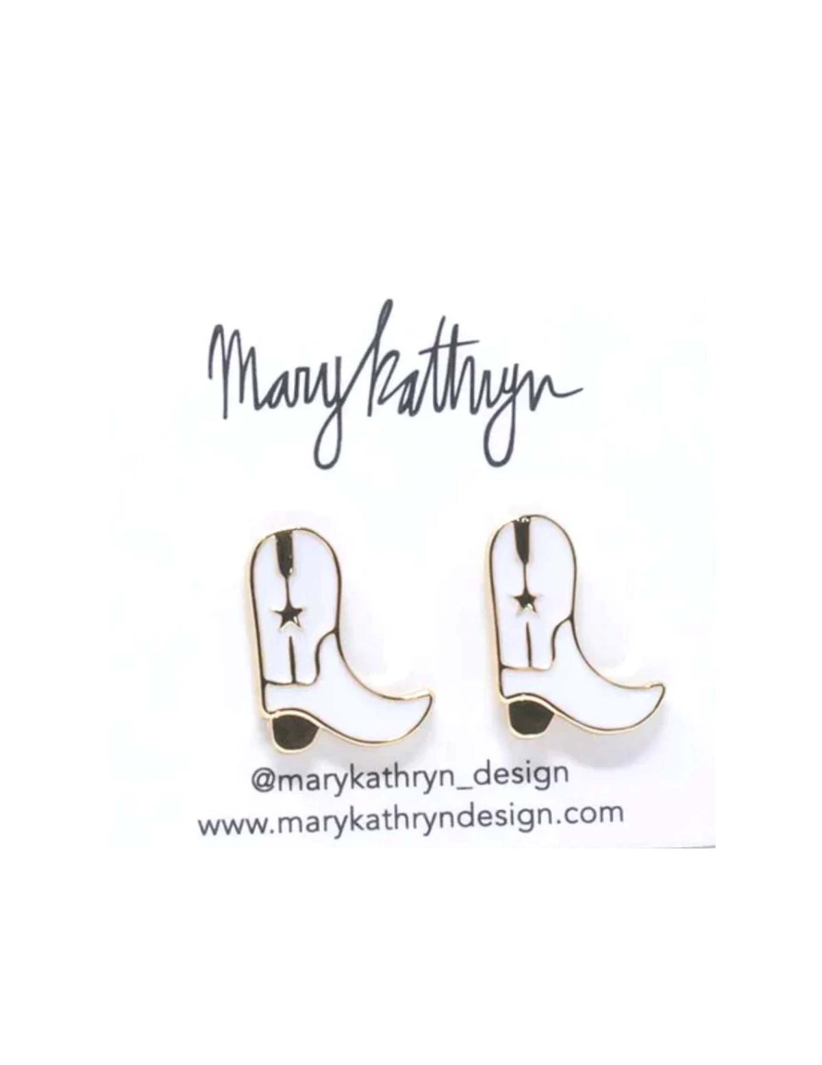White Cowboy Boot Stud Earrings - JEWELRY