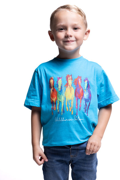 Wildhorse Colorful Horse Youth T-Shirt - BLUE / SM - KIDS APPAREL