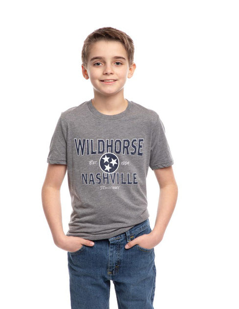 Wildhorse Tennessee Tri-Star YouthT-Shirt - GRAY / LG - KIDS APPAREL