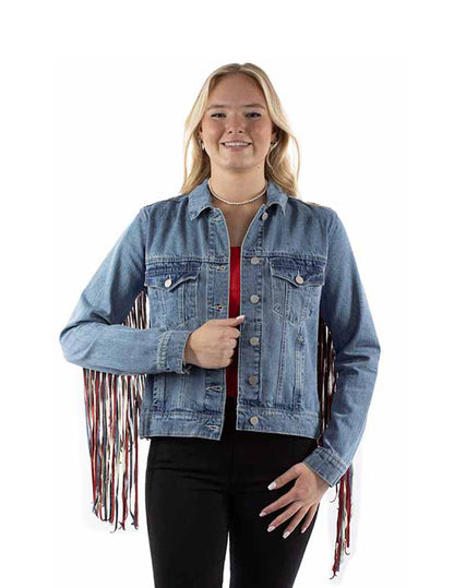 Women’s Scully Patriotic Fringe Denim Jacket - OUTERWEAR