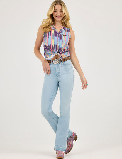 Wrangler® X Lainey Checotah Tie Front Top - TANKS