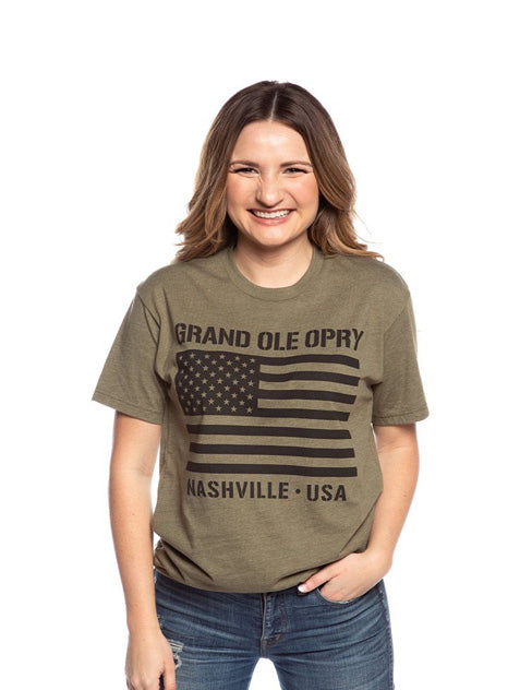 Opry Flag T-Shirt Green / 3XL | Official Store of Grand Ole Opry, Ryman Auditorium, & Ole Red