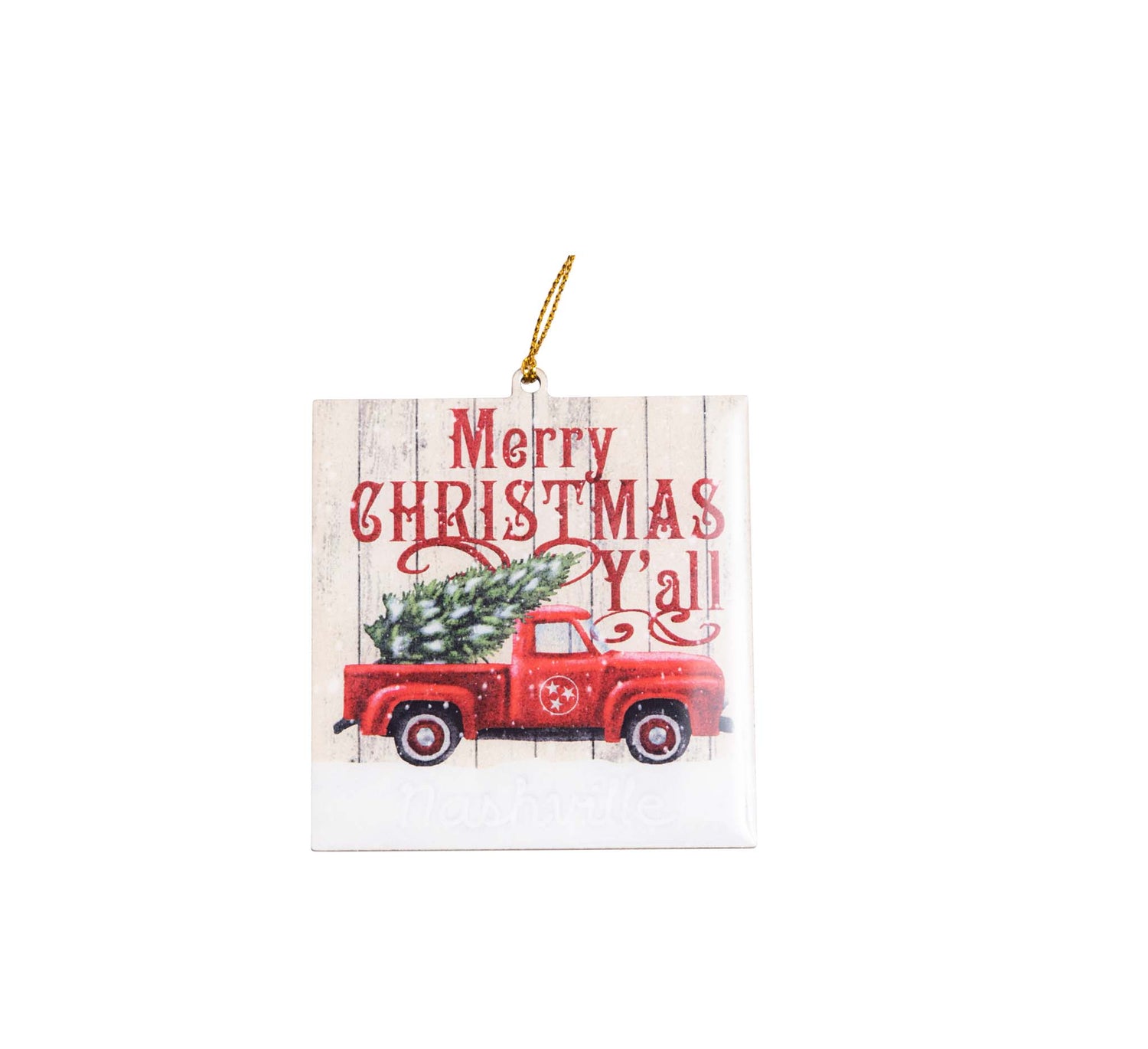 Opry Red Truck Plank Ornament