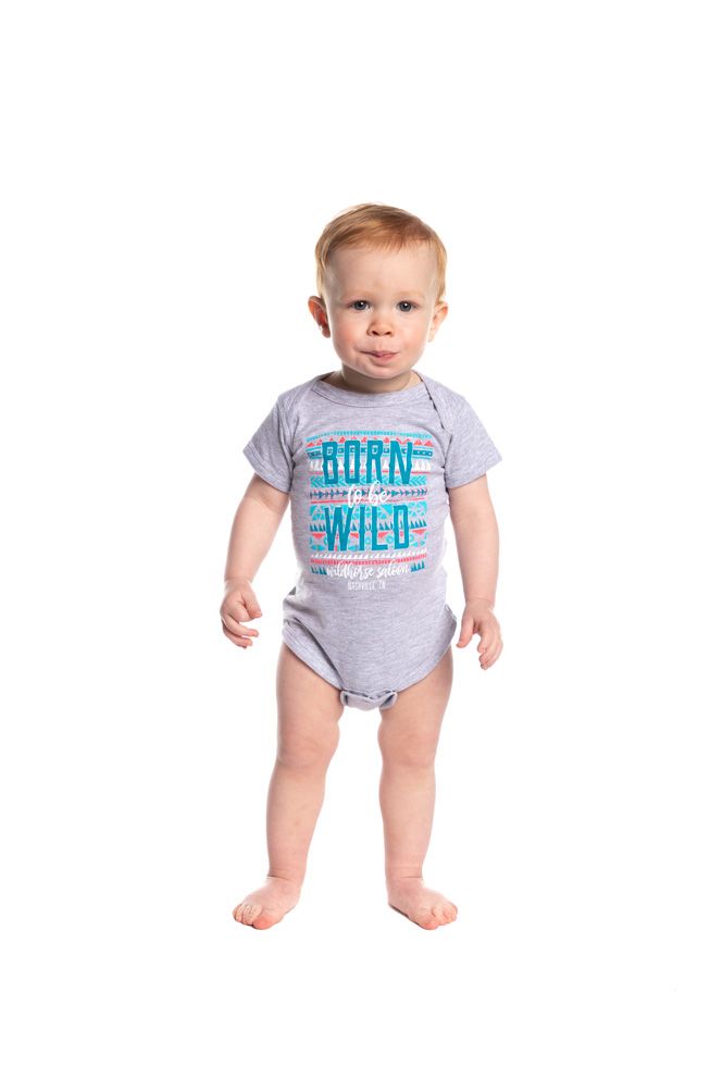 Wildhorse Infant Born To Be Wild Onesie - GRAY / 6M - KIDS APPAREL