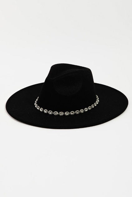 Rhinestone Detail Wide Brim Hat Default Title