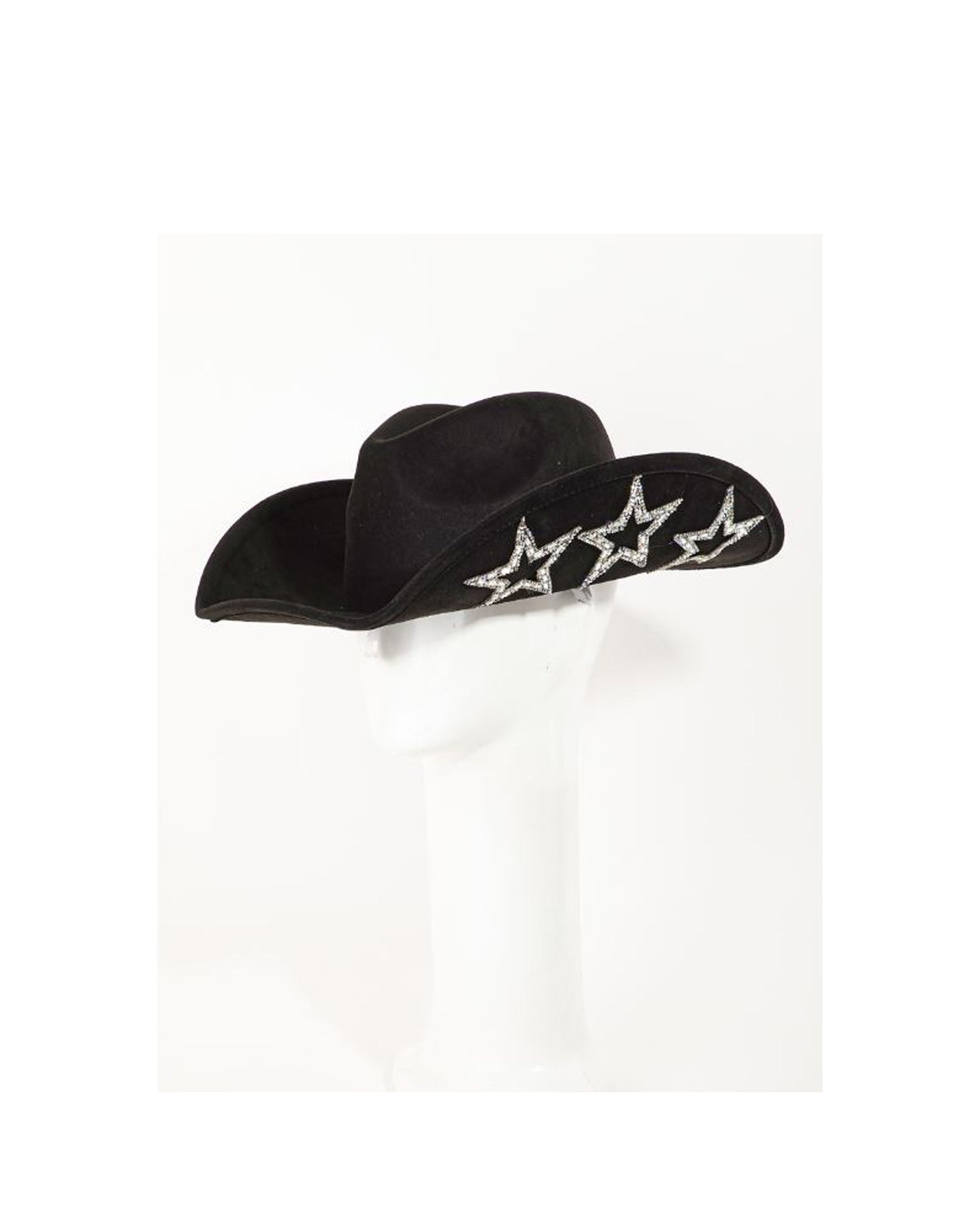 Studded Rhinestone Black Cowgirl Hat