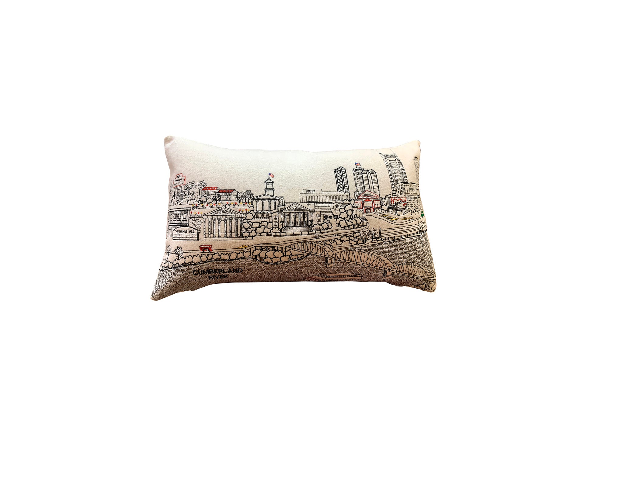 Nashville Skyline Embroidered Pillow