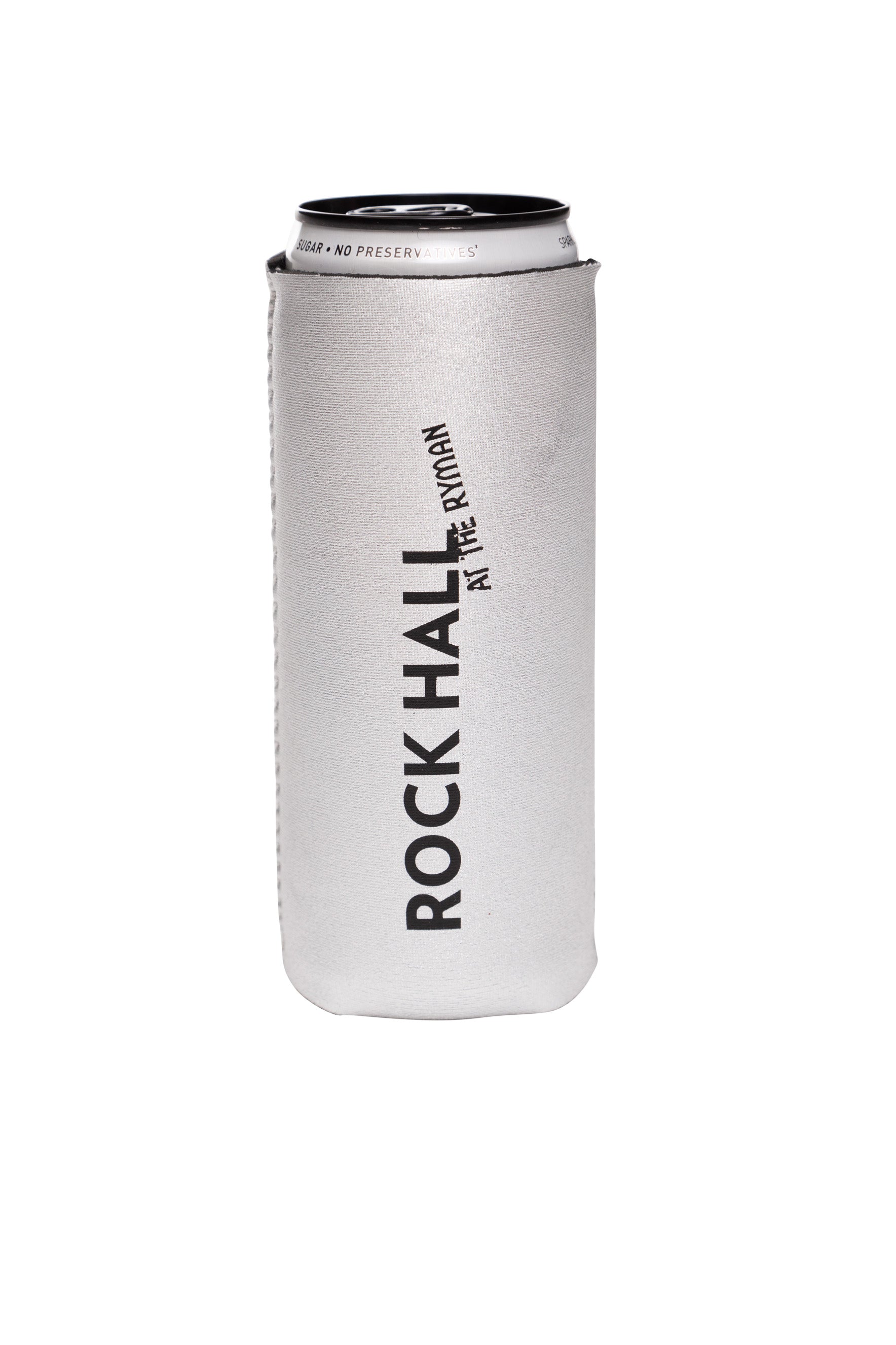 Rock Hall at The Ryman Slim Can Koozie in Silver