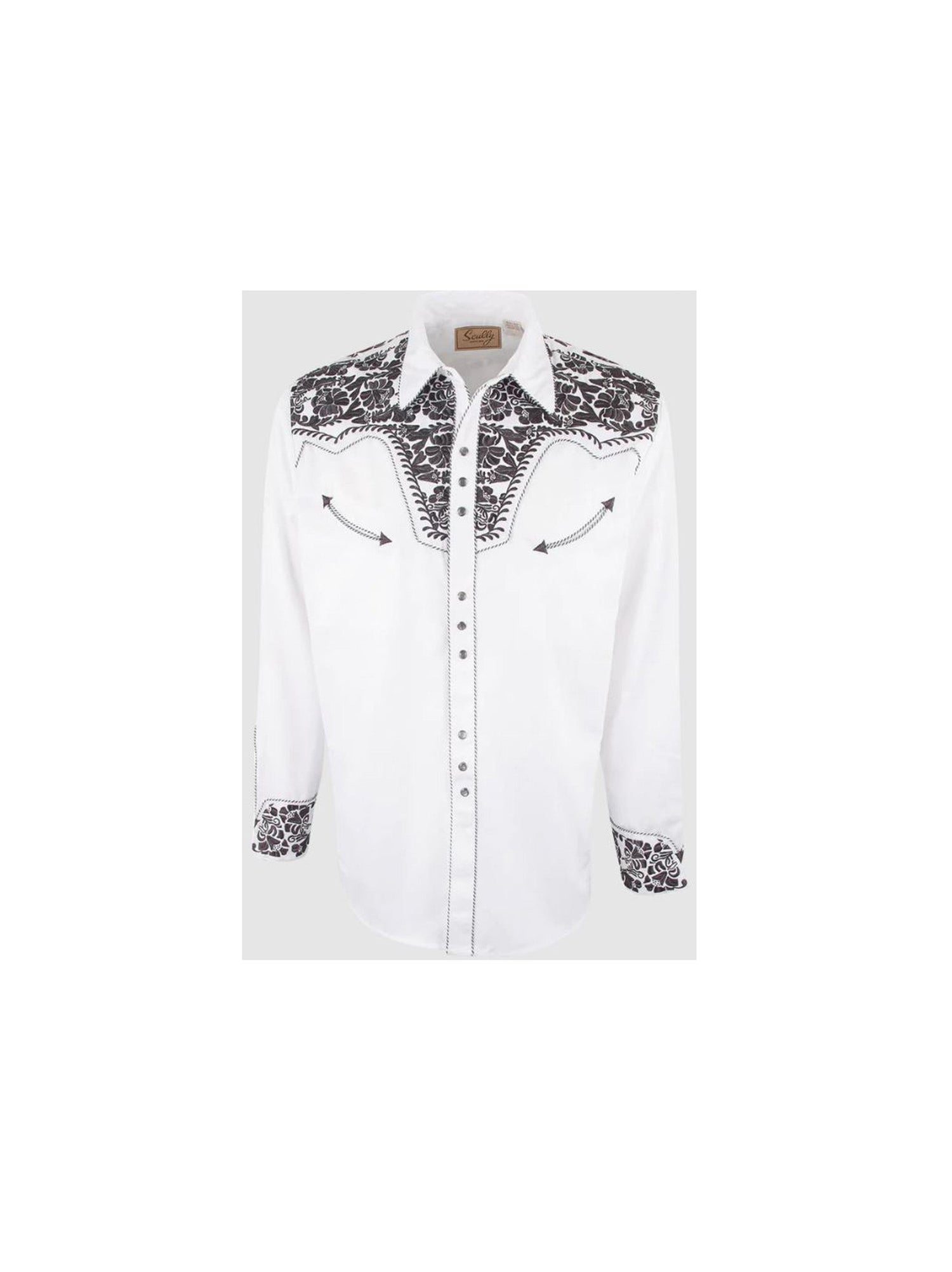 Men's Classic Floral Embroidery Western Snap Shirt