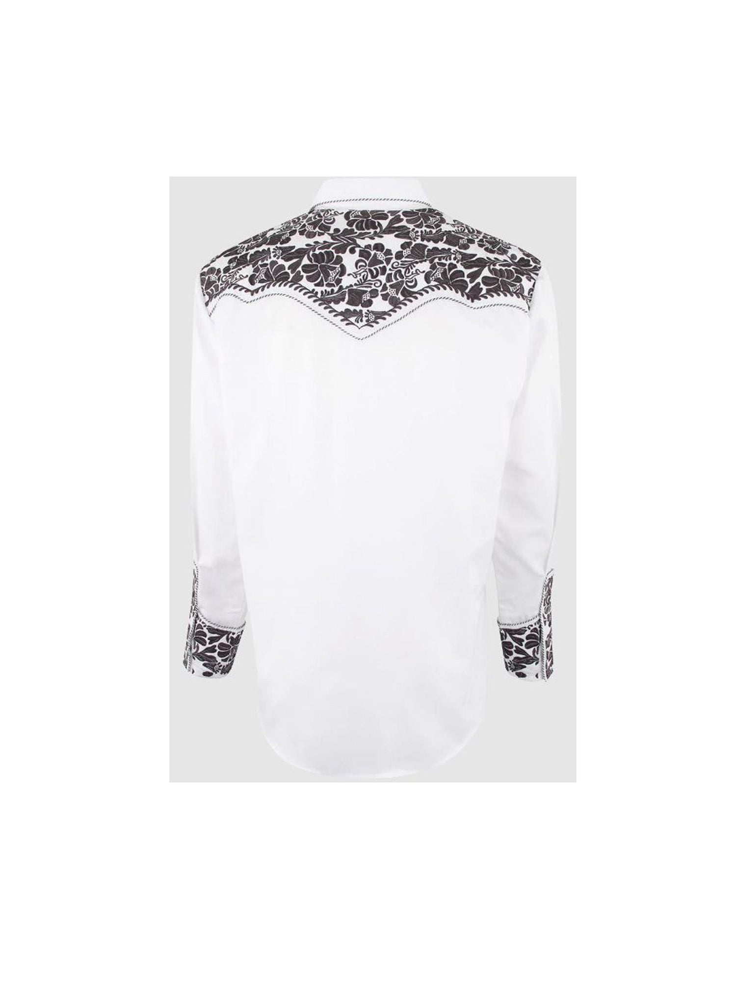 Men's Classic Floral Embroidery Western Snap Shirt