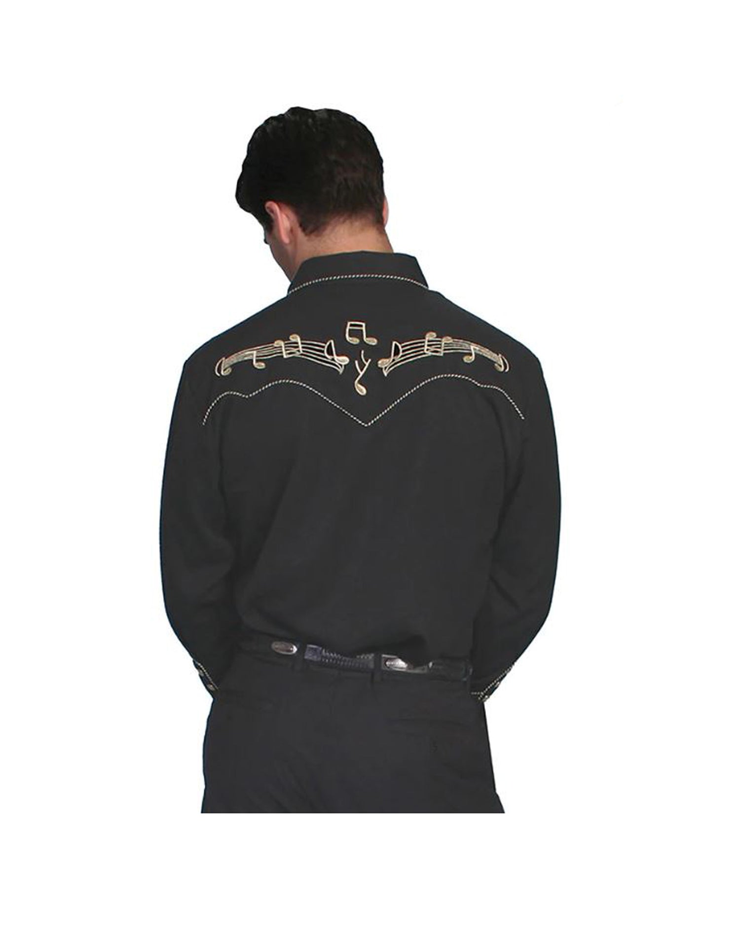 Men's Musical Embroidery Western Snap Shirt