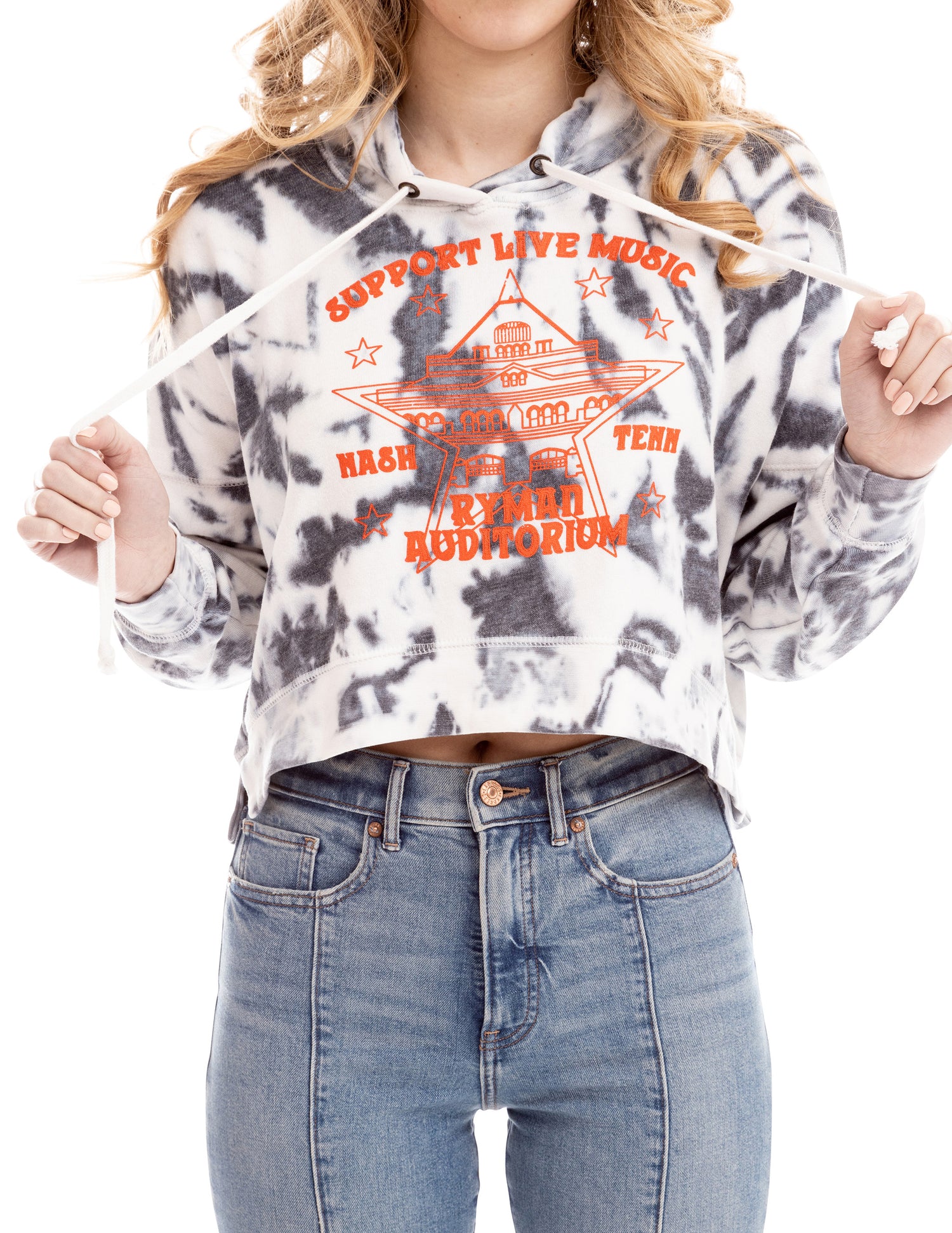 Support Live Music Cropped Tie-Dye Hoodie