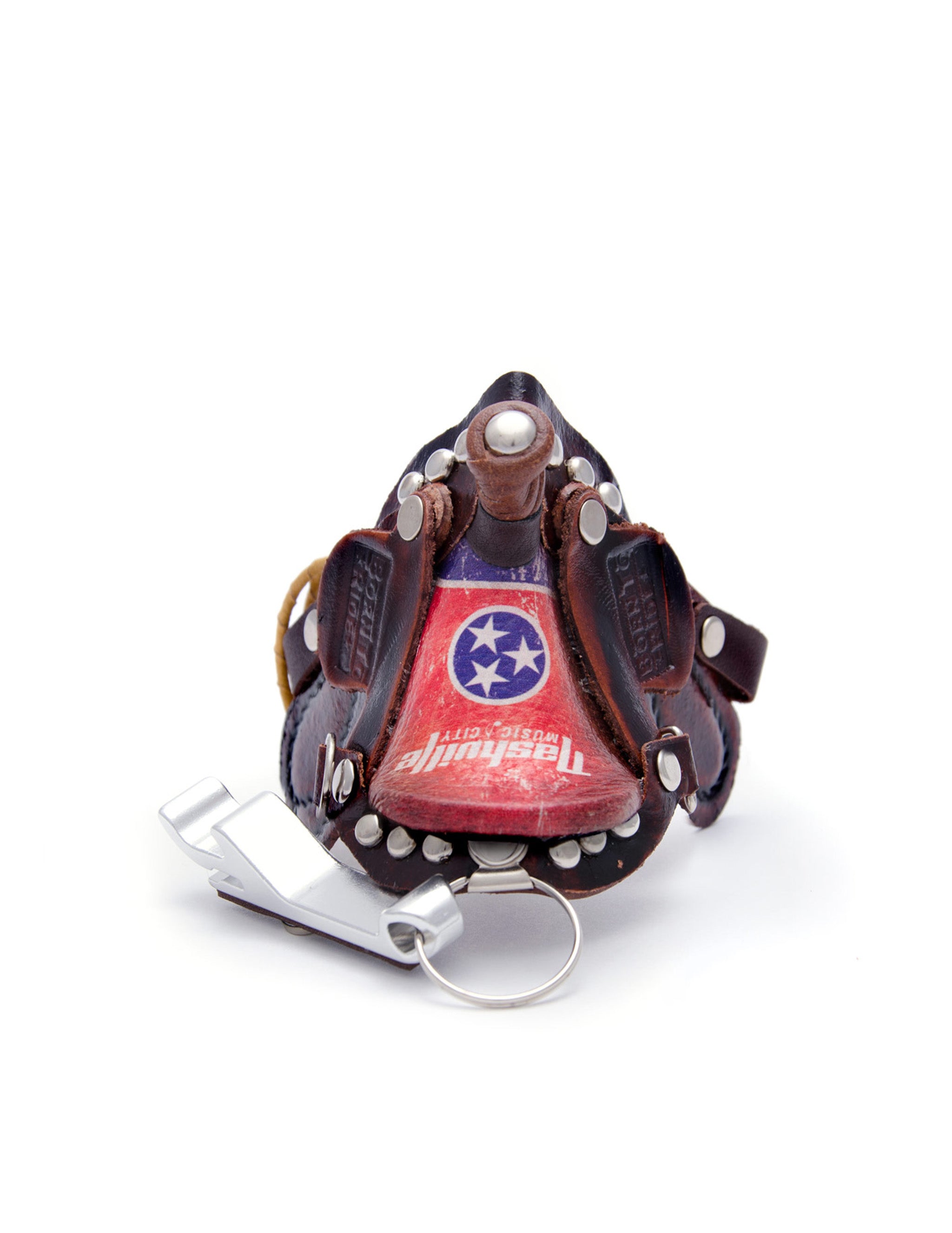Nashville Leather Saddle Bottle Opener Keychain