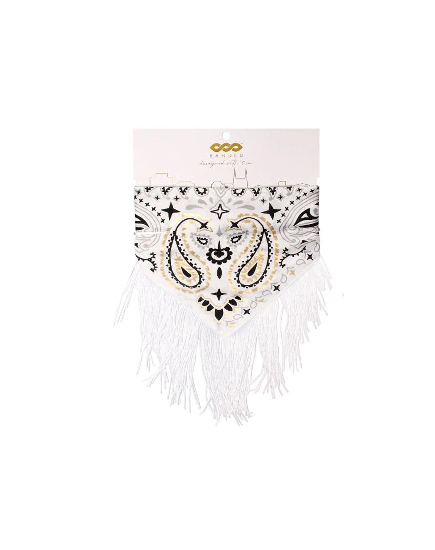 White Fringe Bandana by Banded